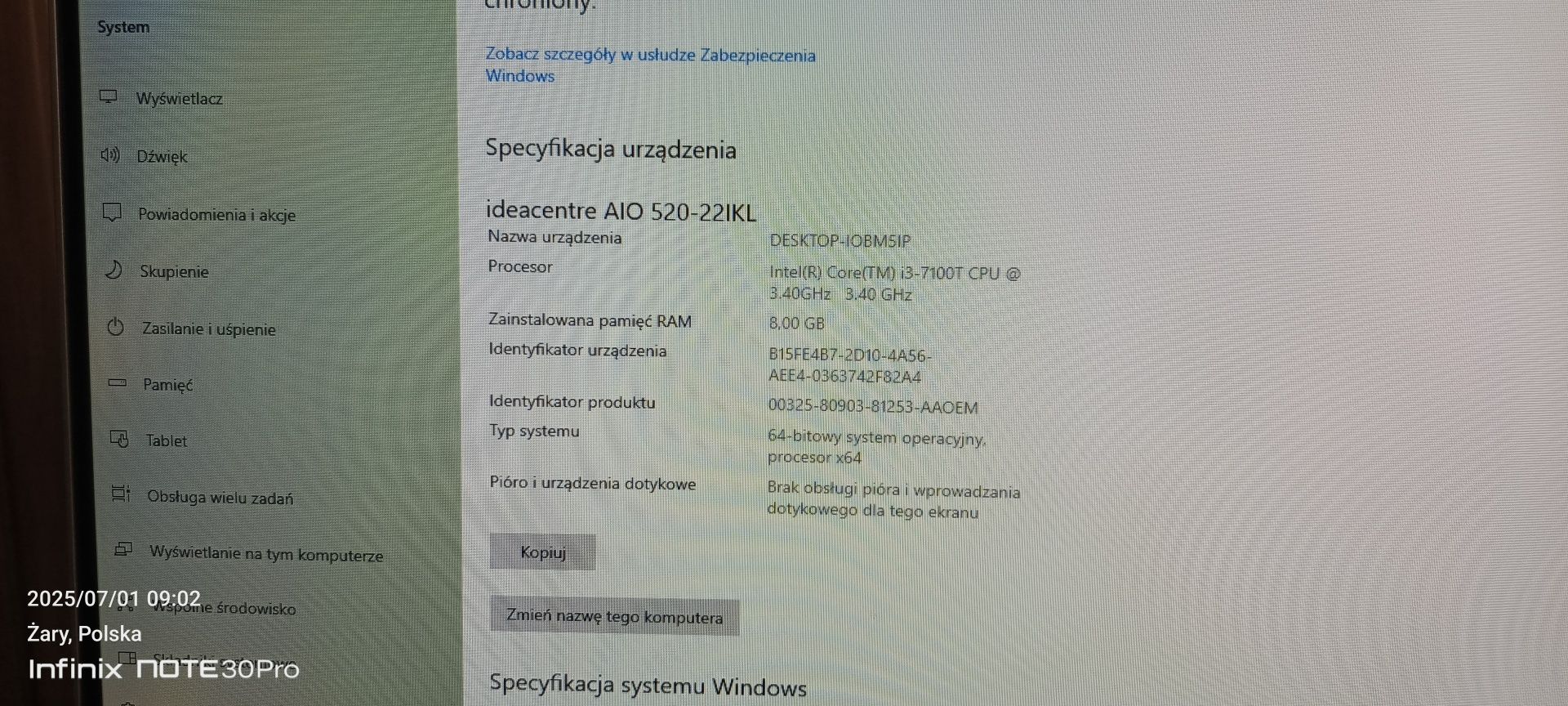 Komputer stacjonarny lenovo