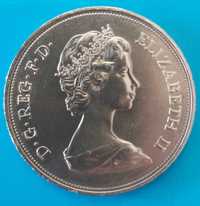 25 Pence de 1972 das Bodas de Prata casamento  da  Rainha Isabel II