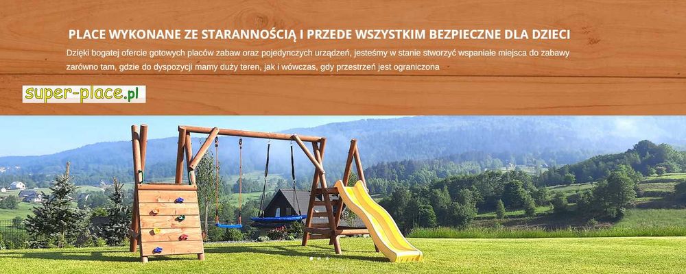 Drewniany Plac Zabaw do Ogrodu SMERF WYSOKA Ścianka 2Huśtawki Ślizg