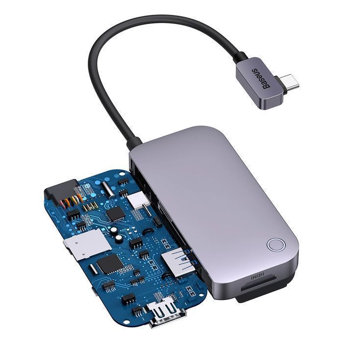 HUB USB do tabletu / smartfona 6w1 USB-C Baseus PadJoy - ciemnoszary