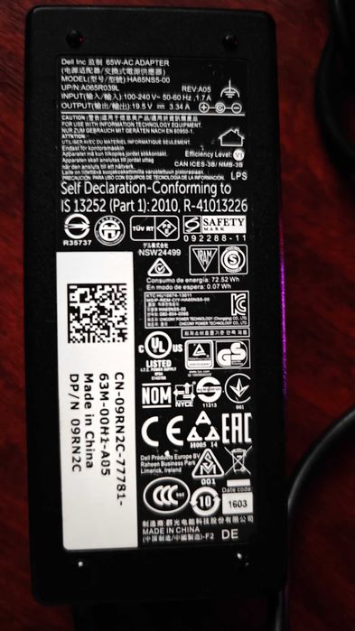 Блок Питания для ноутбука Dell (19.5V 3.34A 65W) 7.4x5.0 мм