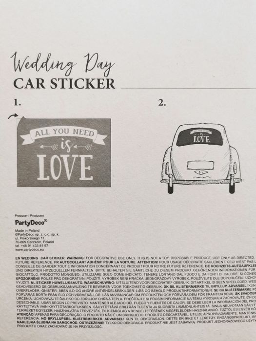 Naklejka ślubną na samochod