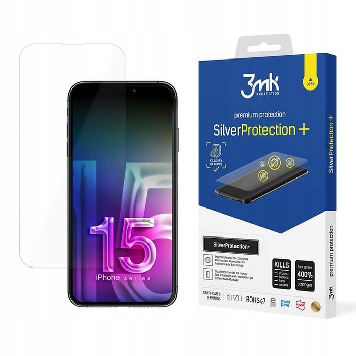 Folia antybakteryjna do iPhone 15 Pro 3mk Silver Protection+