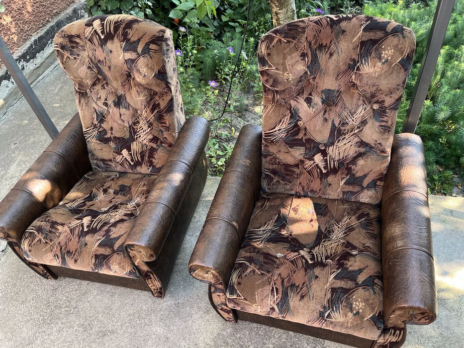 Крісла для дому з шкіряними підлокітниками