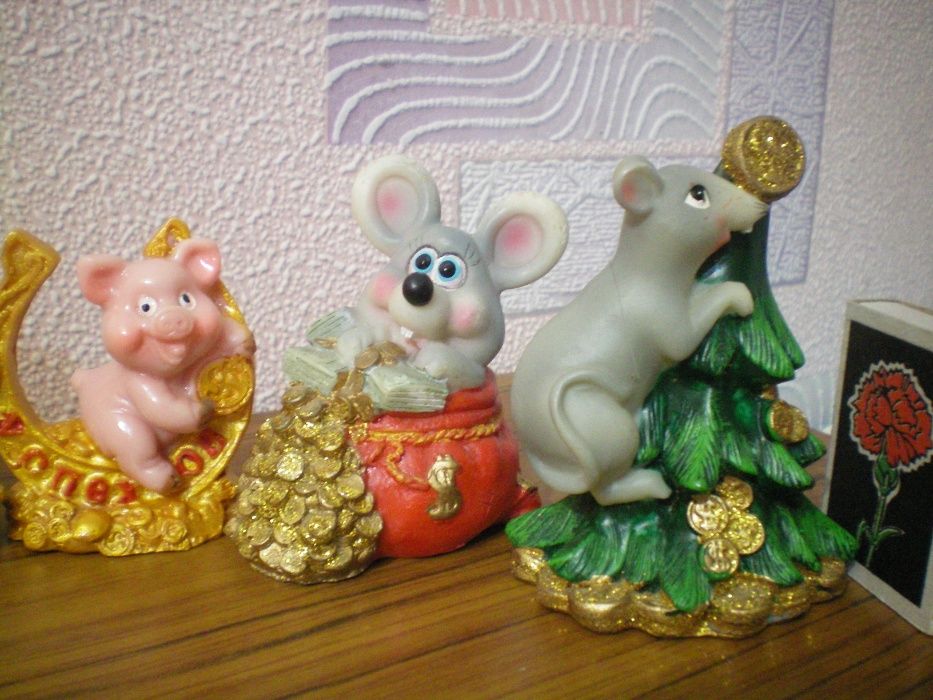 Статуэтка символы года: крыса петух обезьяна свинка фигурки животных