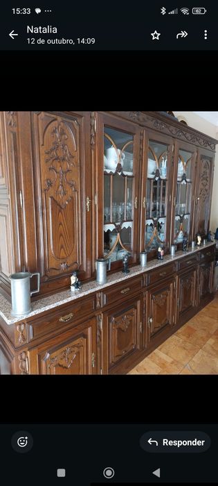 Mobília de sala em madeira maciça de nogueira