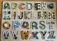 Litery puzzle Montessori abecadło angielskie. Stan bdb,