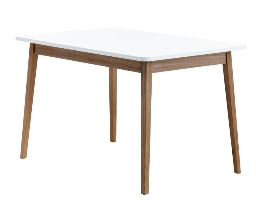 Stół 120x80 biały blat dębowe nogi