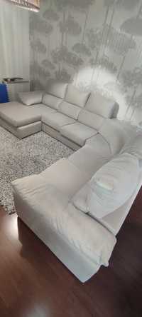 Sofá com chaise long bege 3x2,60m