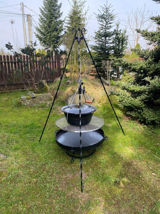 Grill Ogrodowy Ruszt NIERDZEWNY 70 cm kociołek węgierski 30L XXL