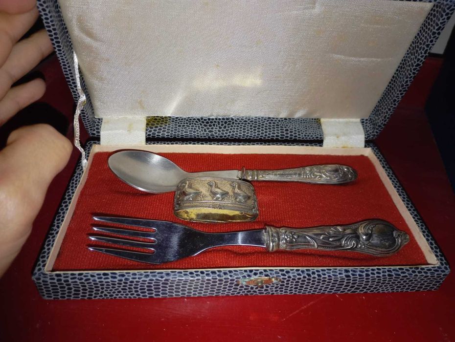 Talheres banhados a prata - Conjuntos de batismo / nascimento