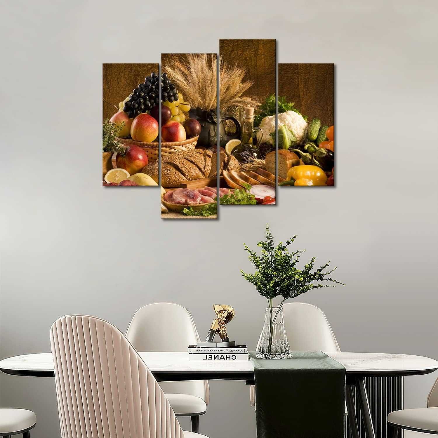obraz sztuka ścienna nowoczesne 4 panele płótno świeże owoce dokuchni