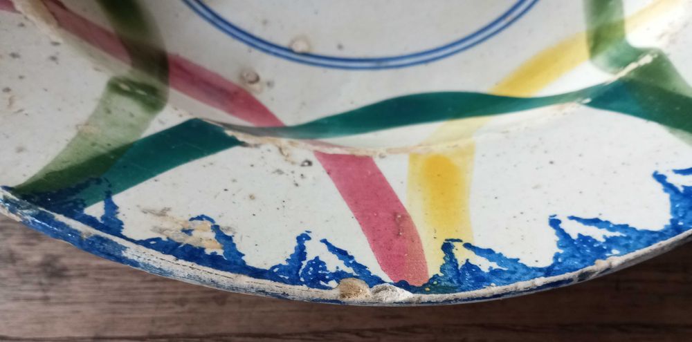 Antigo prato grande Feliz Natal em faiança Portuguesa 32 cm séc XIX/XX