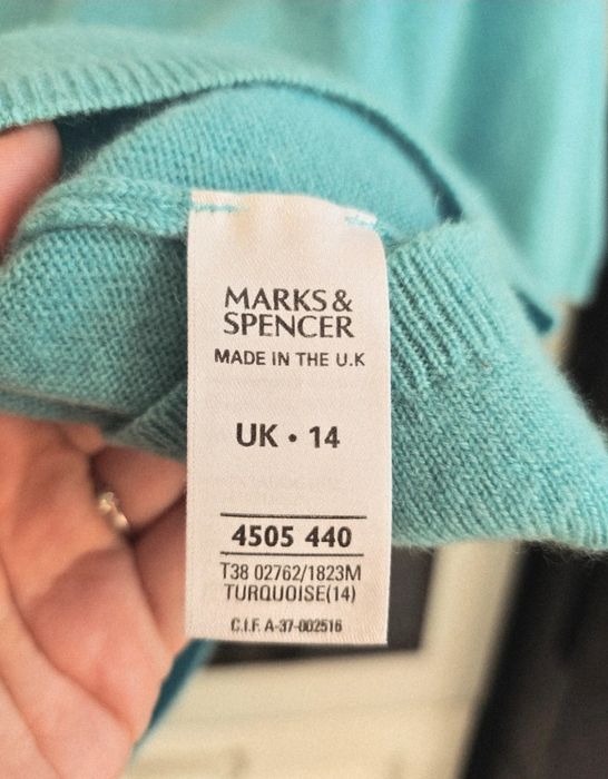 Sweter kaszmirowy wełniany 42 Marks&Spencer premium puszysty