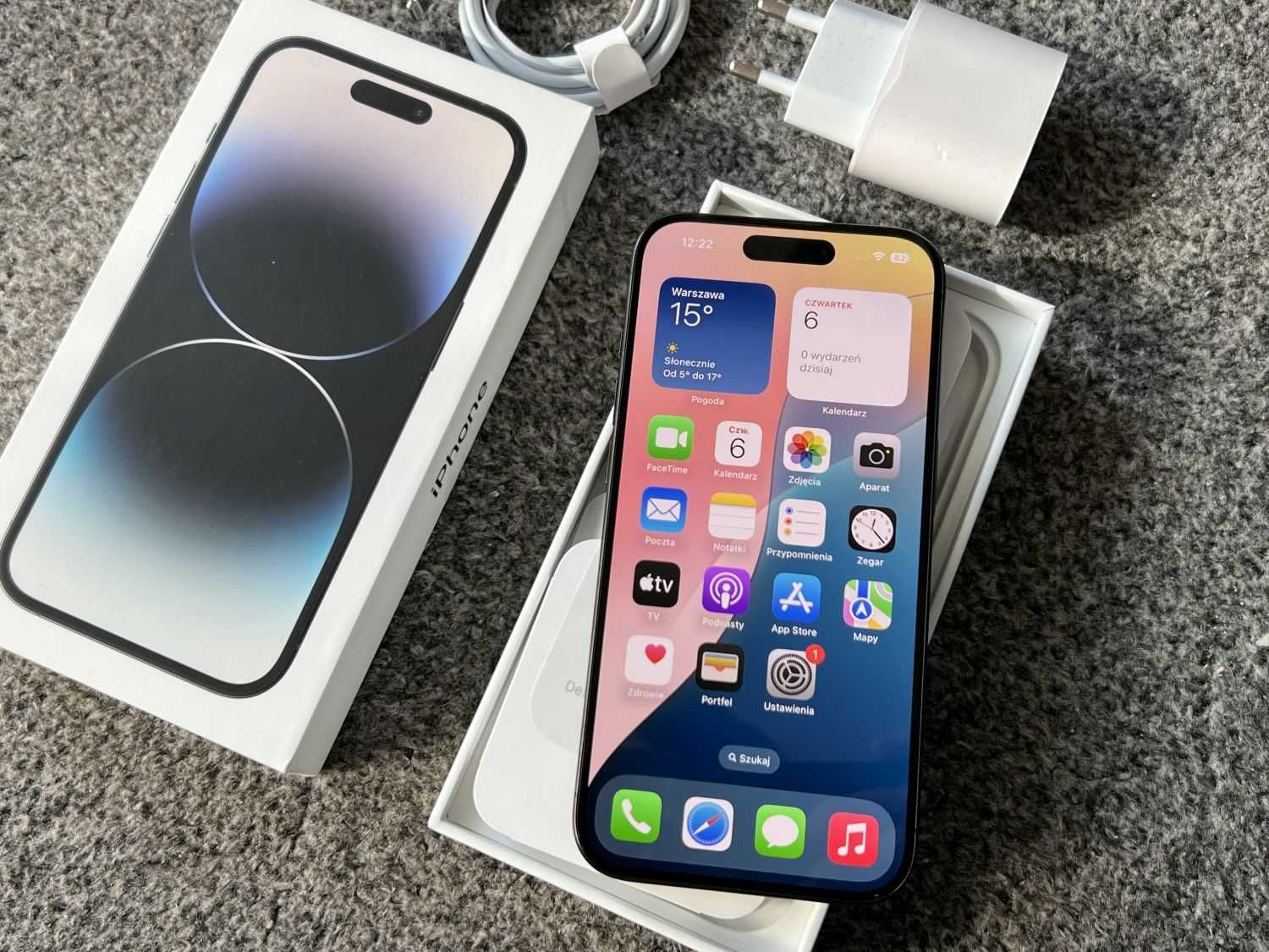 iPhone 15 PRO 256GB SPACE GREY GRAPHITE Czarny Black Bateria 95% Gwar