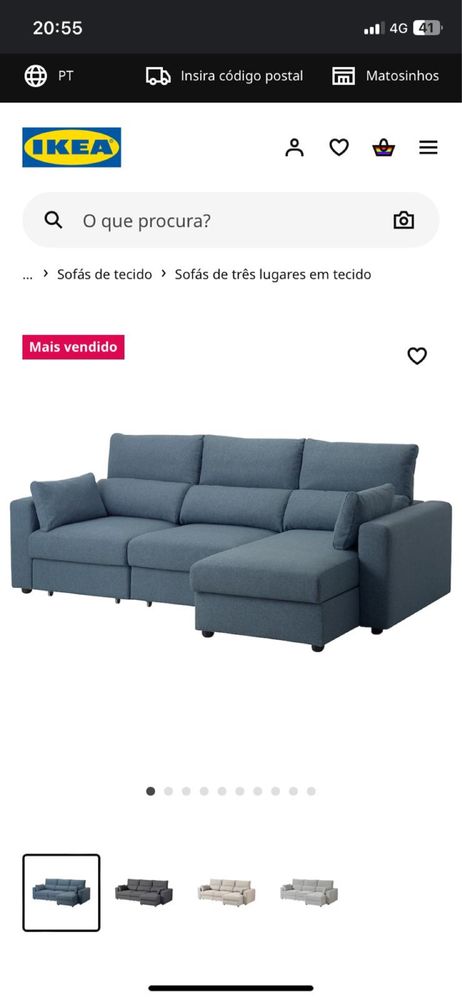 Sofa IKEA ESKILSTUNA 3 lugares com chaisse long