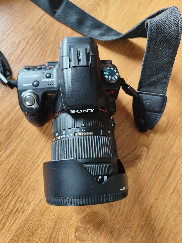 Aparat Sony a55 obiektyw sigma 17 50, 3 obiektywy