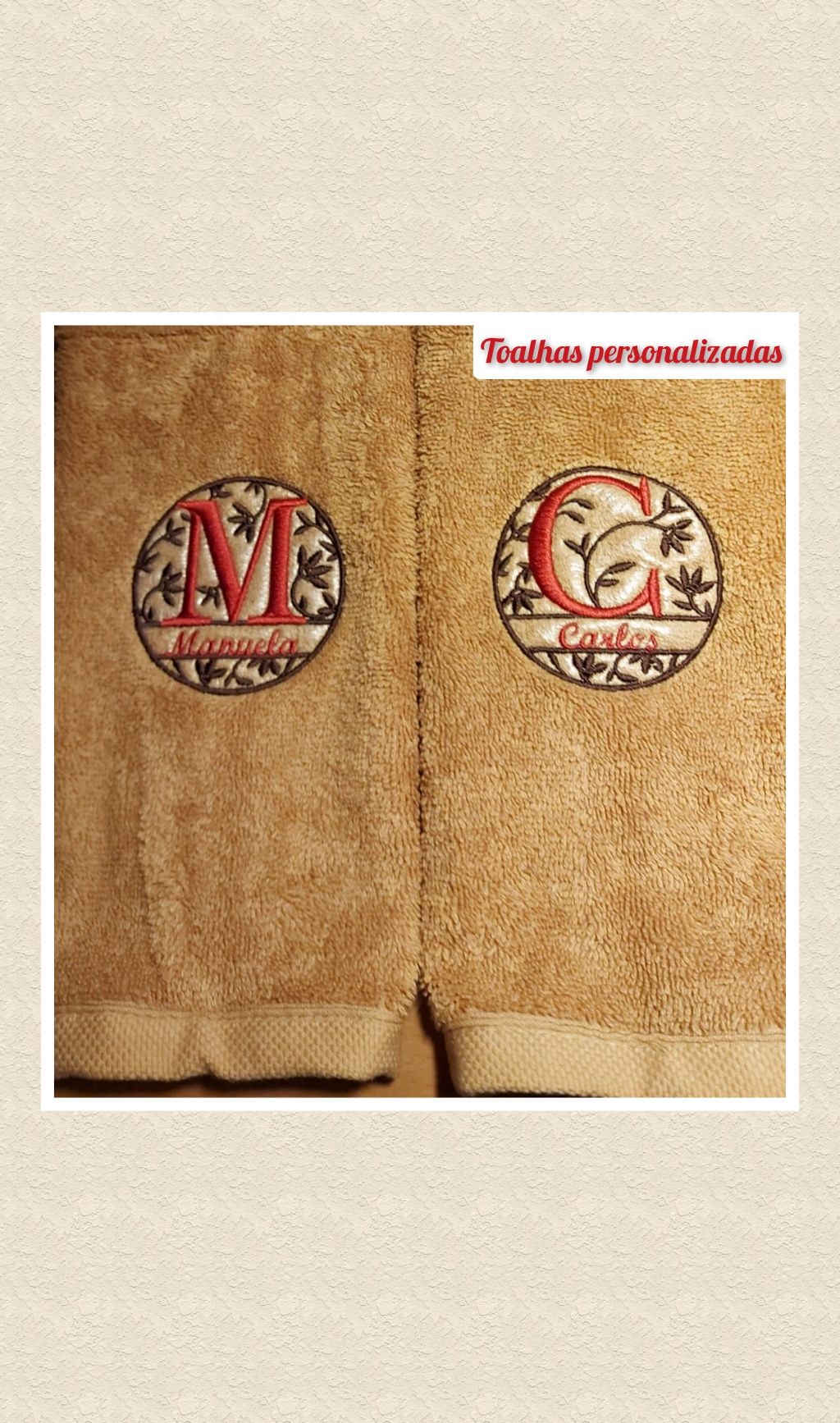 Bordados personalizados em toalhas
