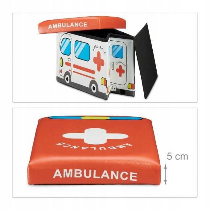 Pojemnik na zabawki i pufa ze schowkiem Karetka Ambulans