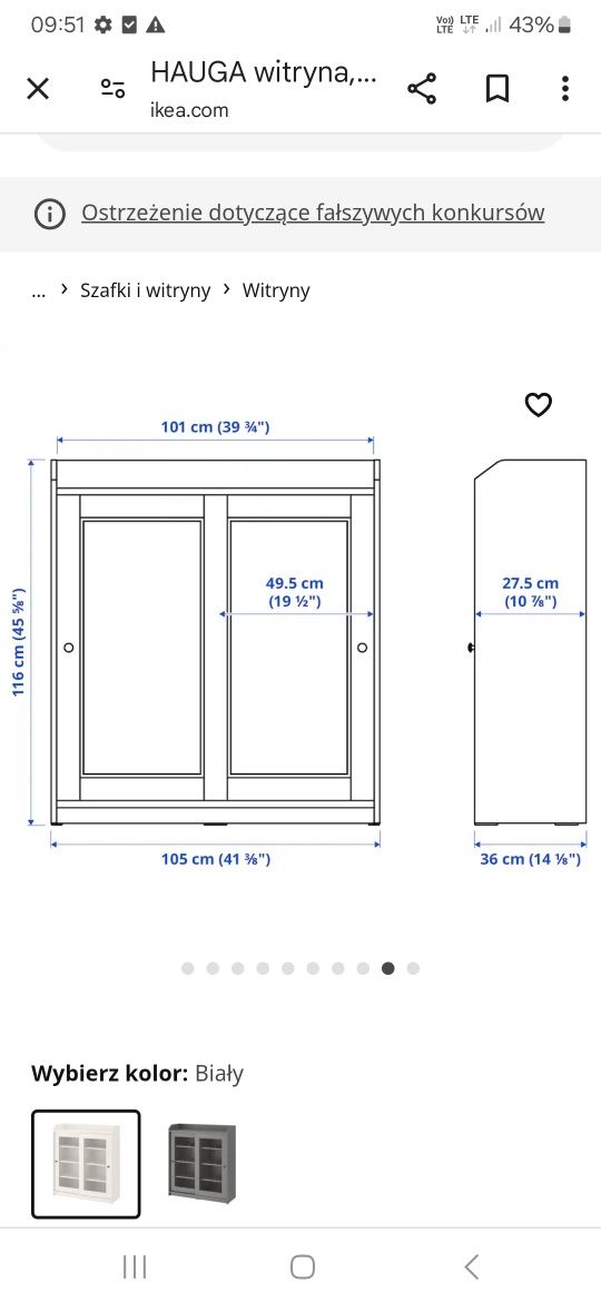 Witryna HAUGA biała IKEA stan dobry