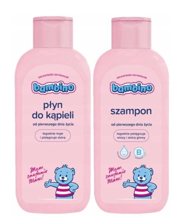 BAMBINO 400ml x2 ZESTAW dla dzieci i niemowląt Płyn do kąpieli+Szampon