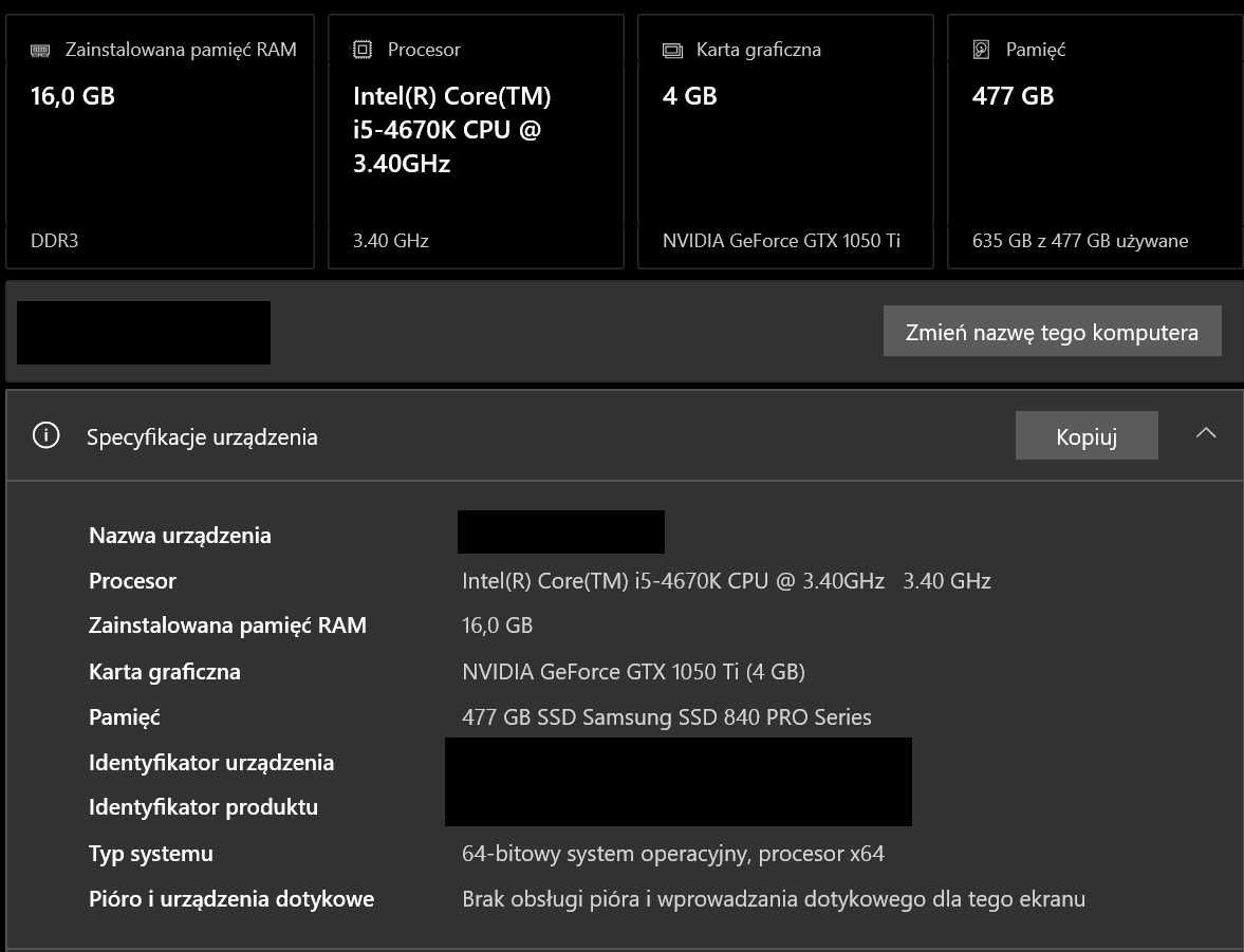 Komputer stacjonarny GRYPHON / 16 GB RAM / SSD / Intel Core i5-4670K