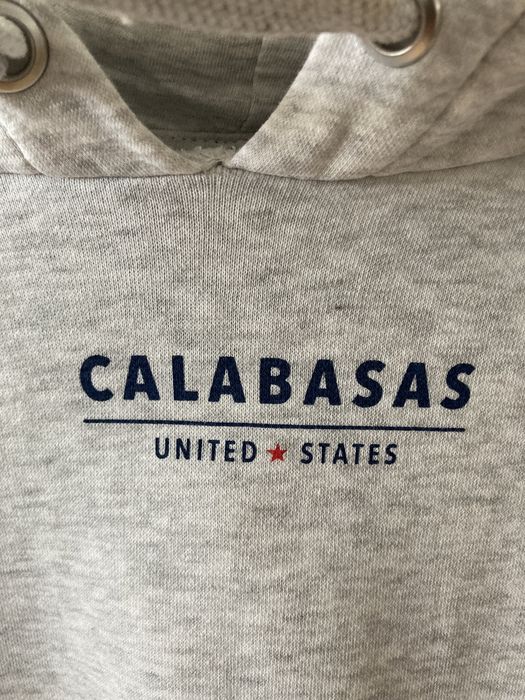 Krótka szara bluza z kapturem i nadrukiem Calabasas H&M