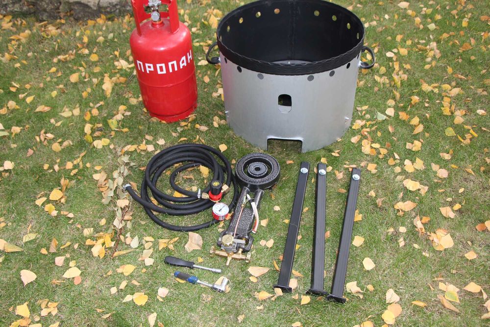 Печка газовая с горелкой 25кВт. 2 контура для казана, вока, жаровни.