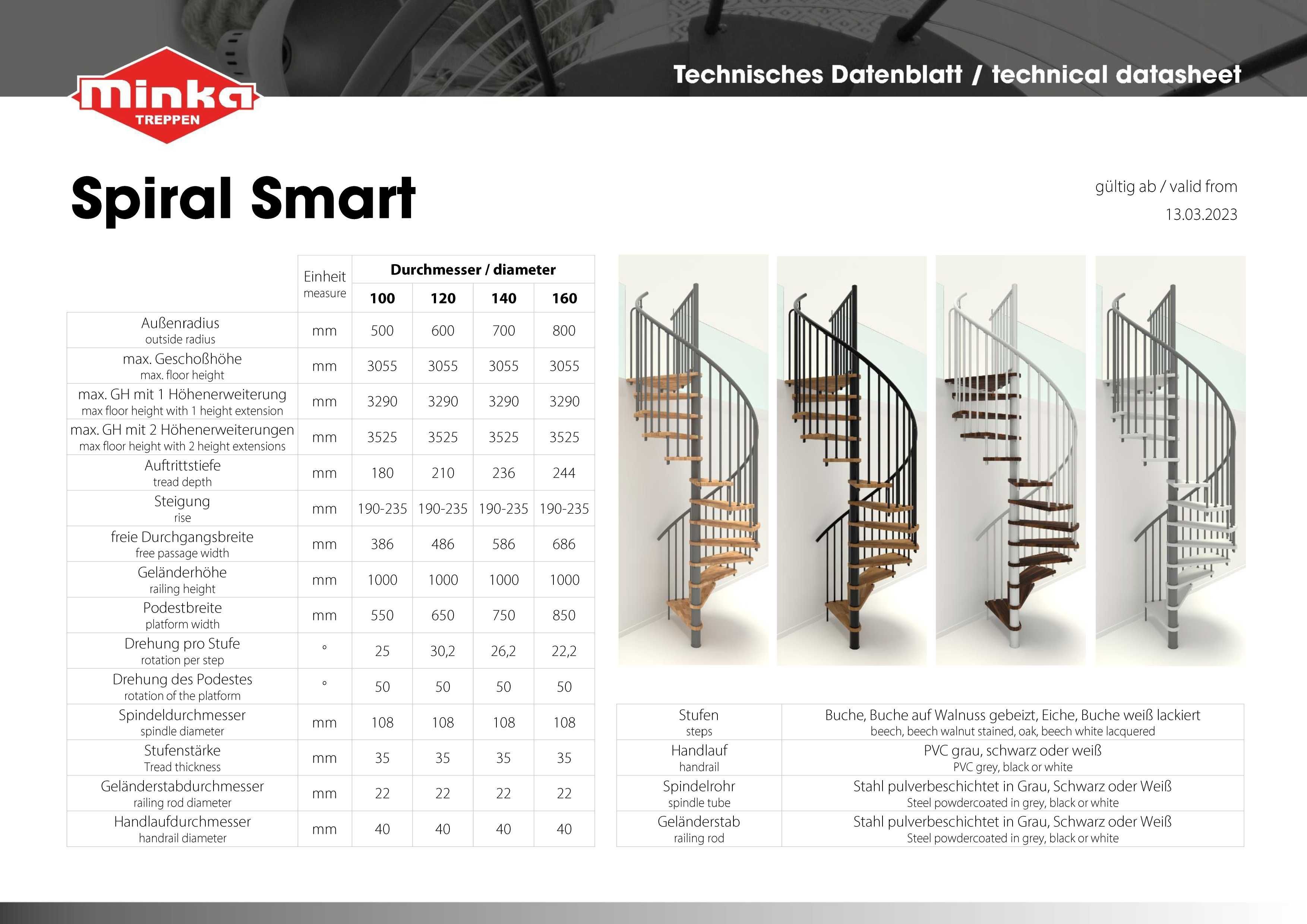 Schody kręcone SPIRAL EFFECT SMART/ CZARNY BUK fi 100 cm