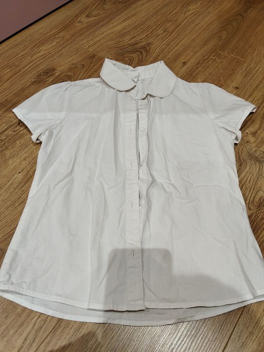 Biała bluzka koszula z kołnierzykiem 134 SMYK