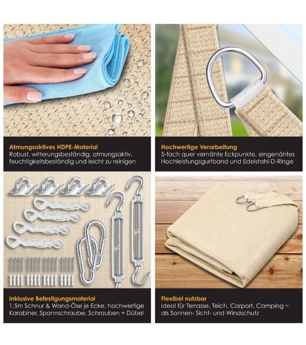 Żagiel przeciwsłoneczny 2 x 4 m