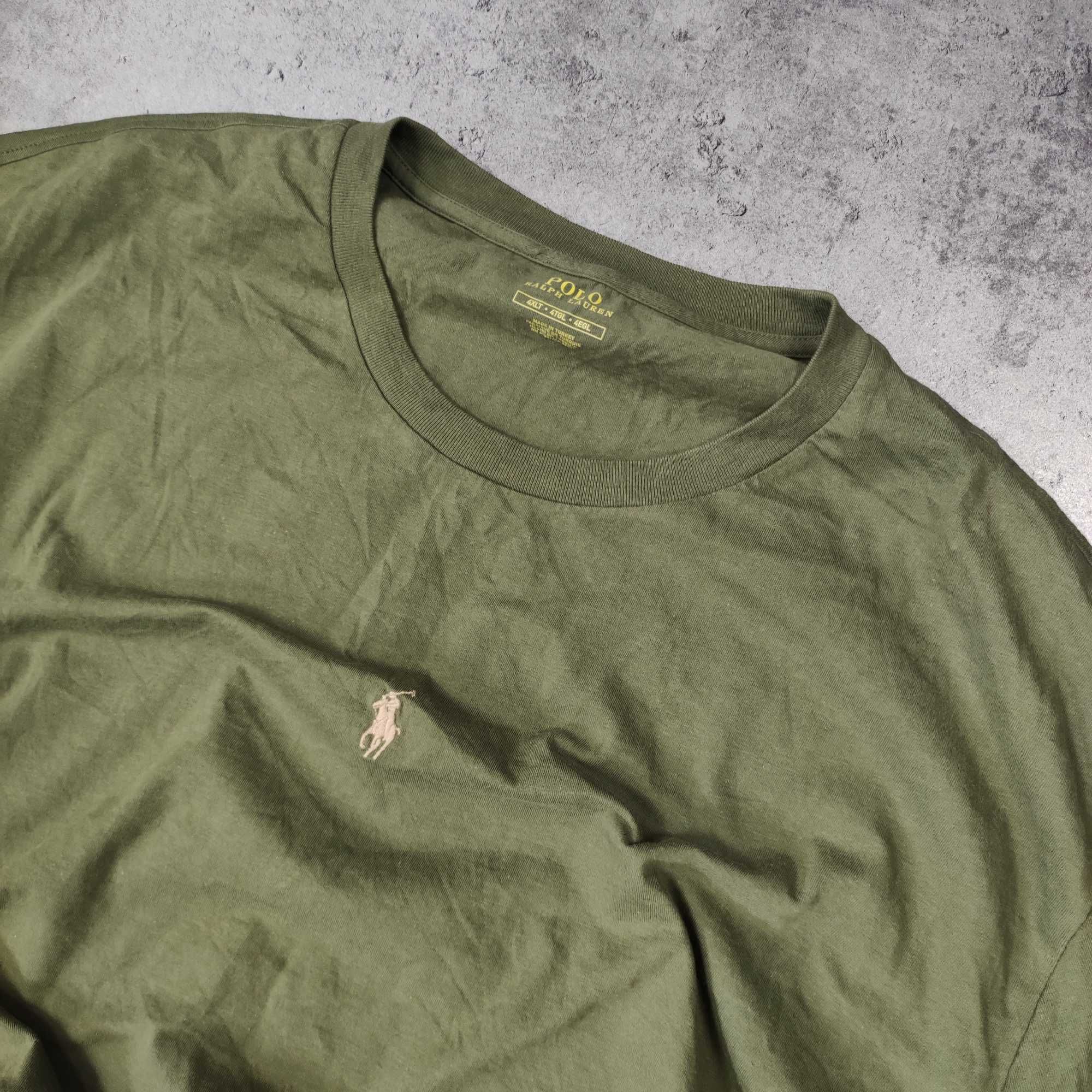 MĘSKA Koszulka PREMIUM DUŻA 4XL Polo Ralph Lauren Khaki Bawełna Haft