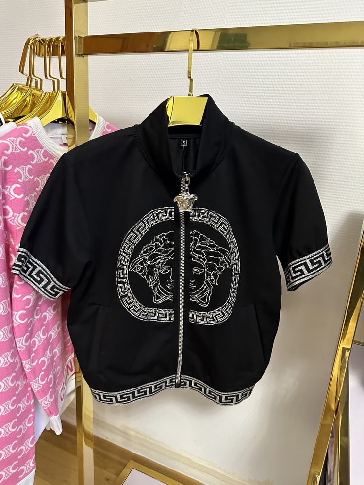 Bluza z krotkim rekawem cyrkonie Versace S