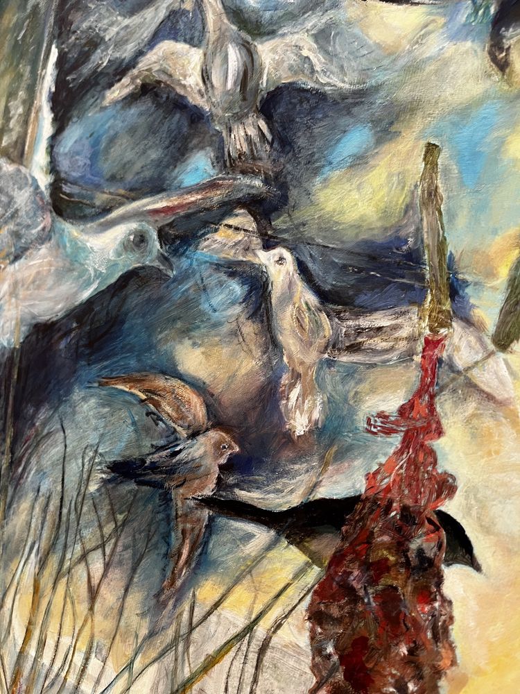 „Ptaki” Krzysztof Pacholczyk olej na płótnie