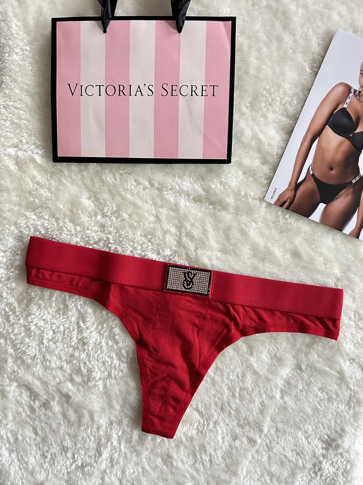 Victoria’s Secret nowe majtki S stringi czerwone bawełna logo metka