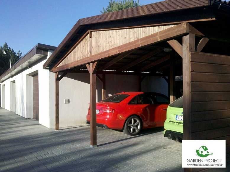 wiata carport2 z dachem dwu spadowym na dwa auta