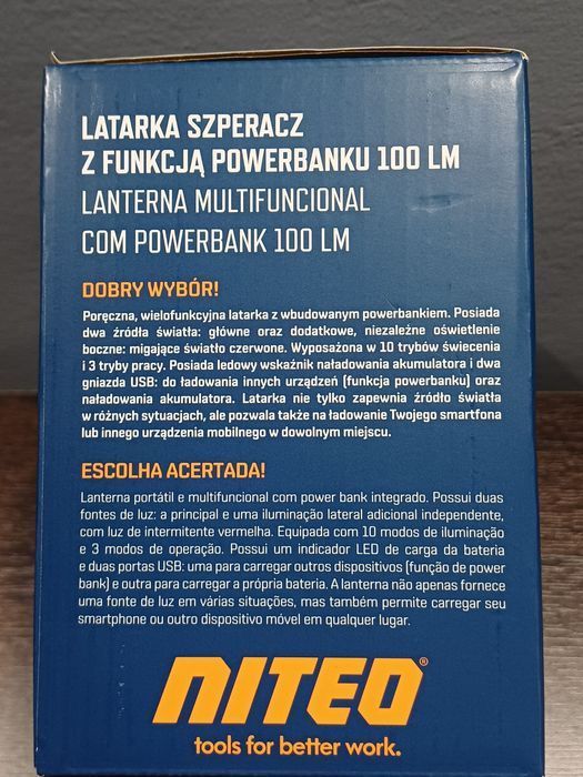 Niteo latarka szperacz z funkcją powerbanku 100 LM