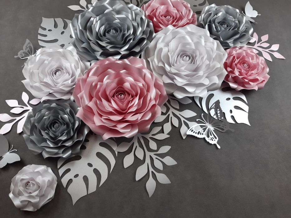 Róża 3D z papieru metalizowanego Chanel