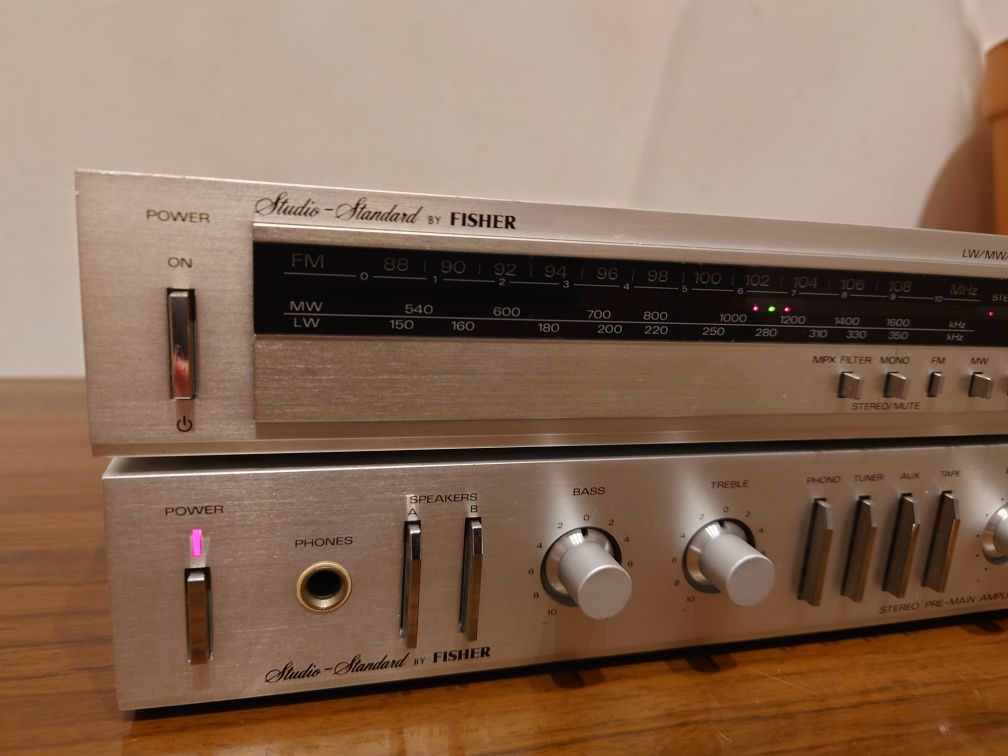 Fisher CA-M300 + FM300 wzmacniacz z tunerem radiowym, vintage lata 80