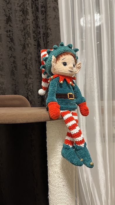 Мʼяка іграшка вʼязана Ельф плюшева (мягкая игрушка вязаная плюшевая)
