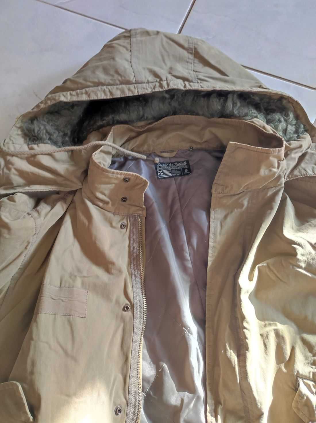 płaszcz parka kurtka norweska z kapturem militarna wojskowa army khaki