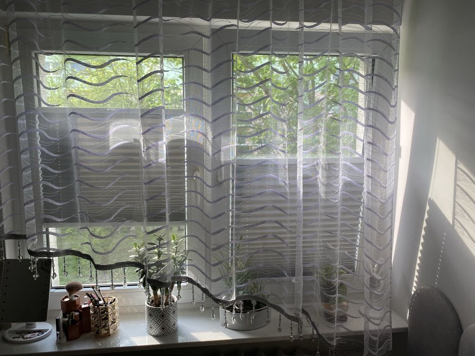 2 rolety plisowane szare w drobne paseczki