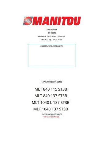 Instrukcja obsługi MANITOU MLT 840, 1040  PL
