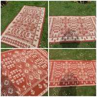 Stary kilim makatka vintage PRL ludowy dwustronny dywan folkowy