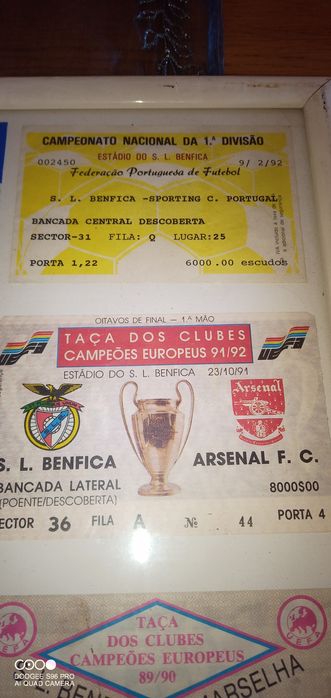 Coleção de bilhetes SLB