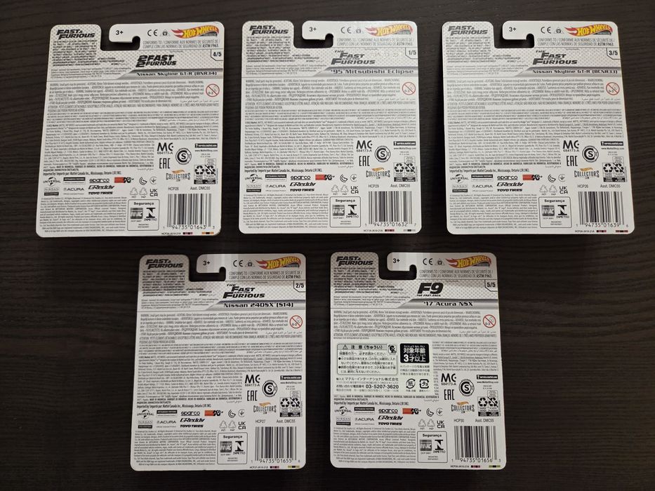 Hot Wheels Premium Fast & Furious  Skyline GTR Eclipse 240 SX Acura