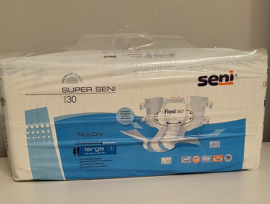 Pieluchomajtki  Seni Super  L-large 30 szt.  Trzy opakowania po 50zł.