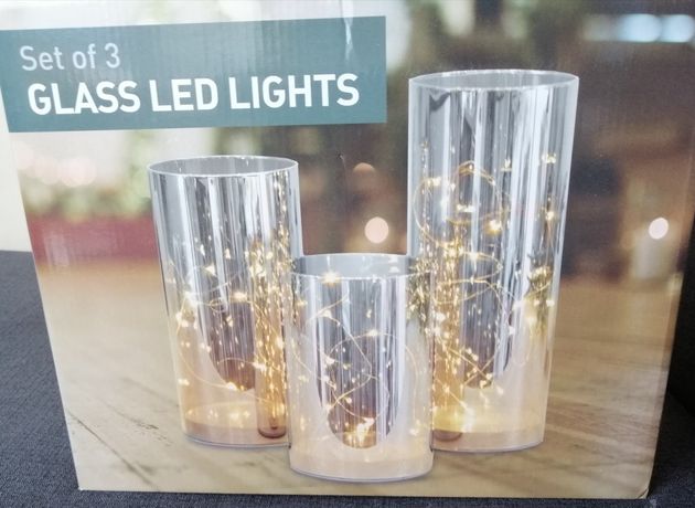 Nowy Komplet 3 szklanych lampek led
