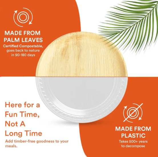 Talerze z liści palmowych biodegradowalne 25/15 cm EKO SOUL ZESTAW