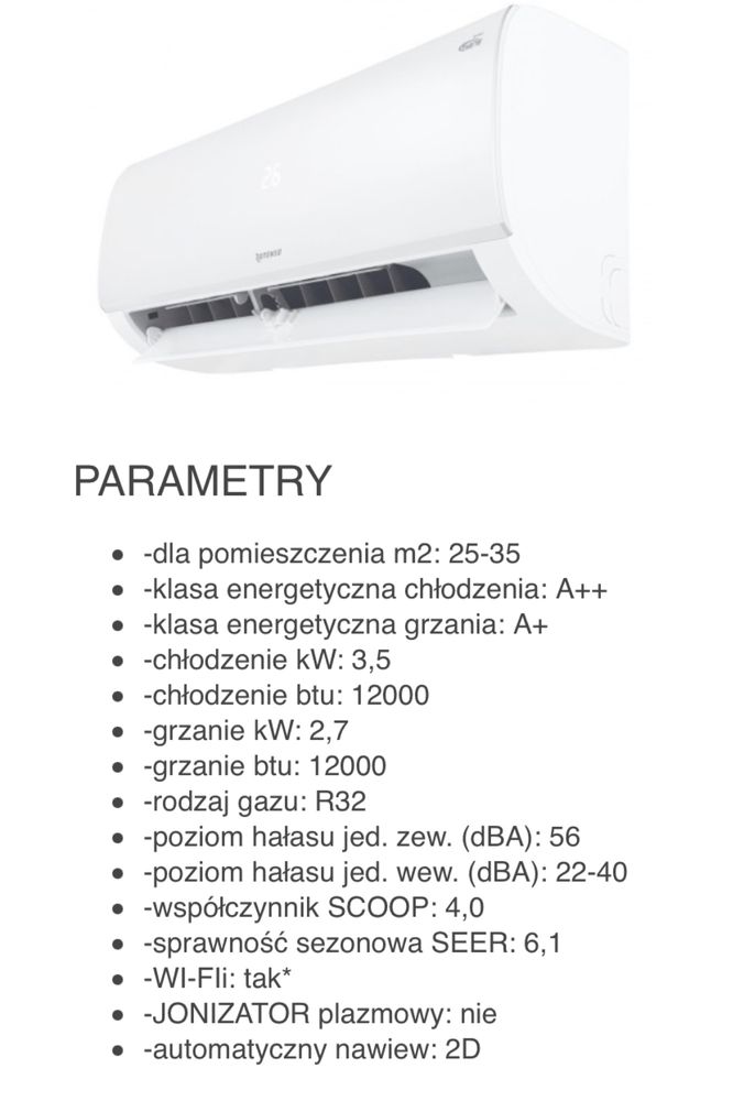 Klimatyzacja Rotenso Ukura 3,5kw z montażem